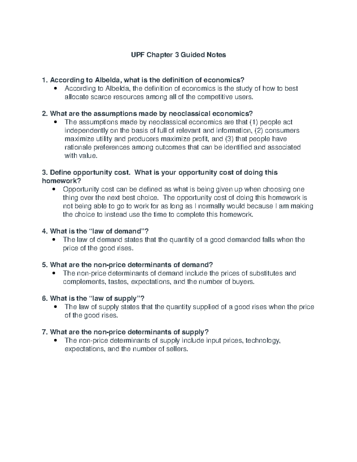 ECO 131 UPF CH 3 Guided Notes - UPF Chapter 3 Guided Notes According to ...