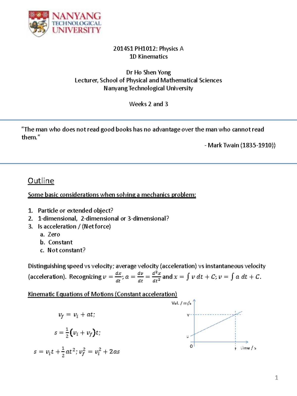 02 PH1012: Physics A - Basic Mechanics 1 Lecture Notes - Studocu
