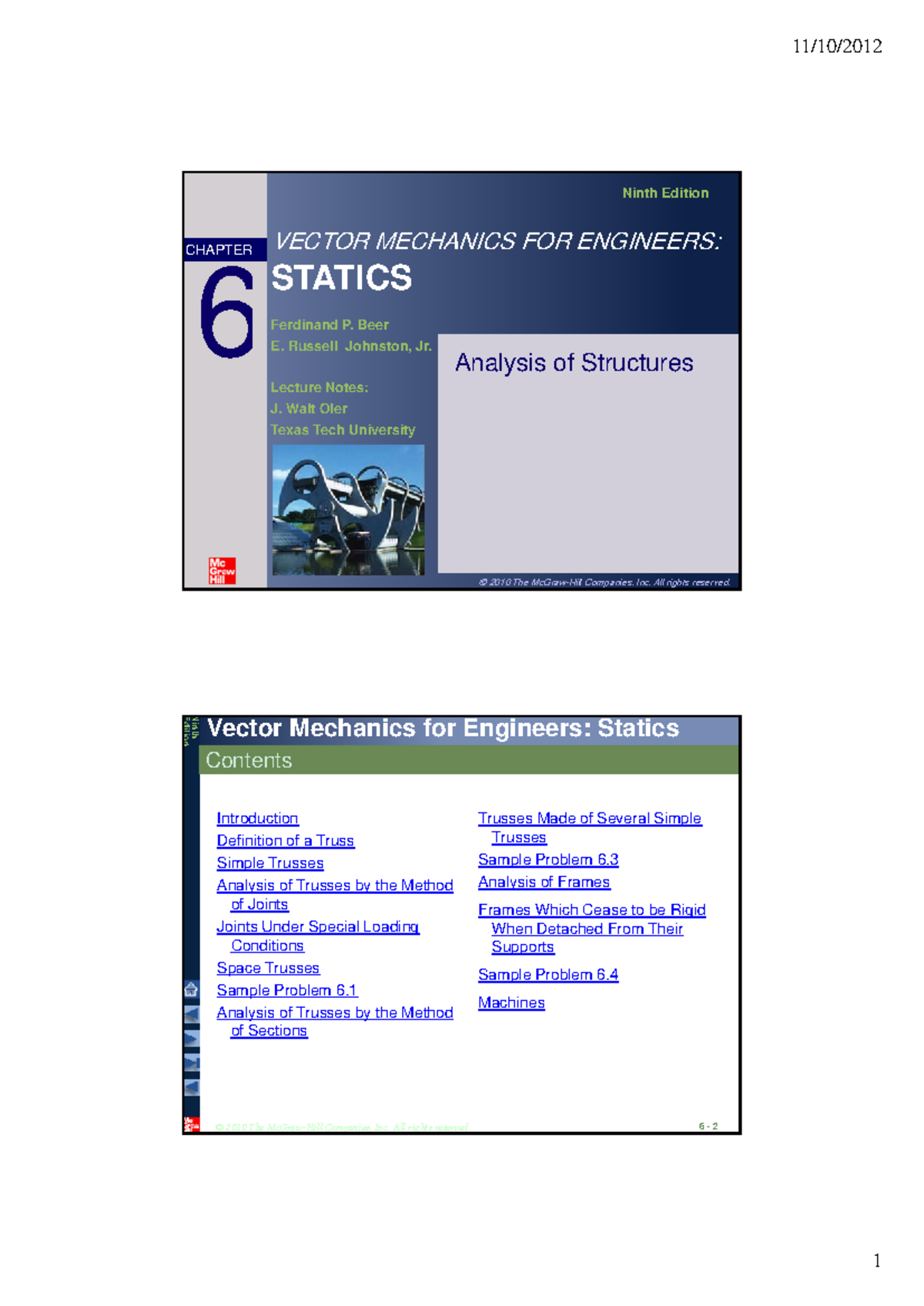 Analysis of Structures 1 1 - VECTOR MECHANICS FOR ENGINEERS ...