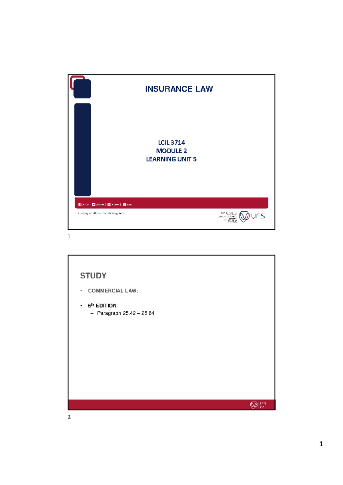 5 LCIL 3714 Insurance Law Learning Unit 5 - INSURANCE LAW LCIL 3714 ...