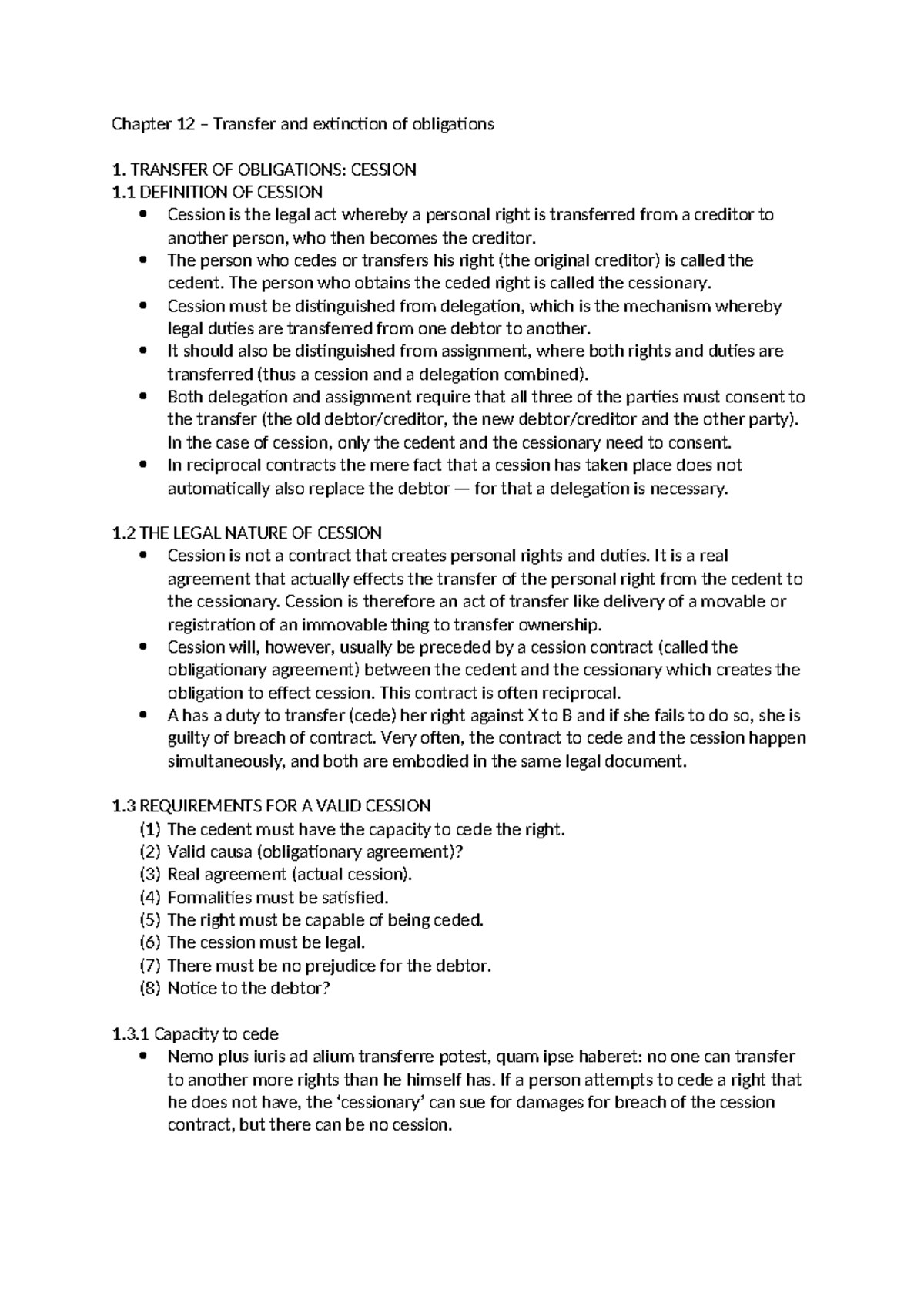 Chapter 12 - Transfer and Extinction of Obligations in Contract Law ...