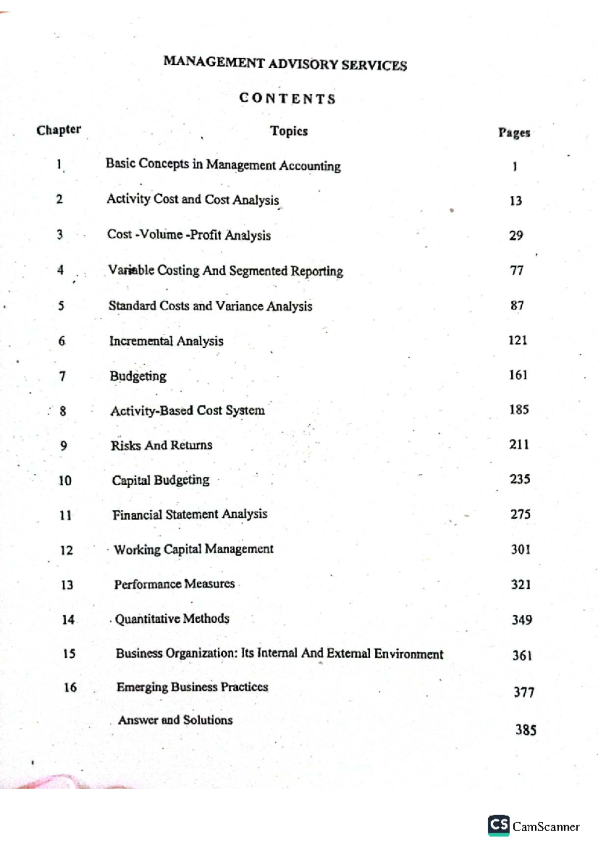 CS Management Advisory Services: Chapter Topics and Key Concepts - Studocu