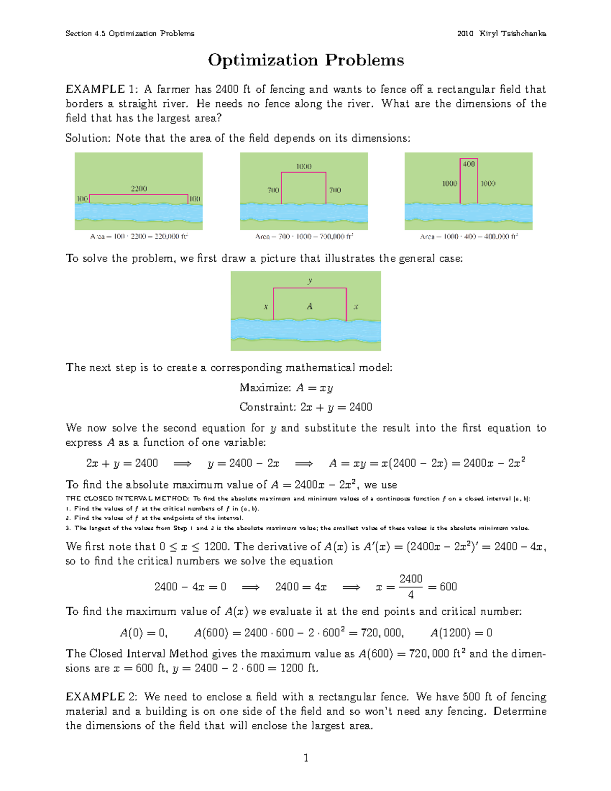Chapter 3 Optimization Problems Review & Solutions (MATH 101) - Studocu