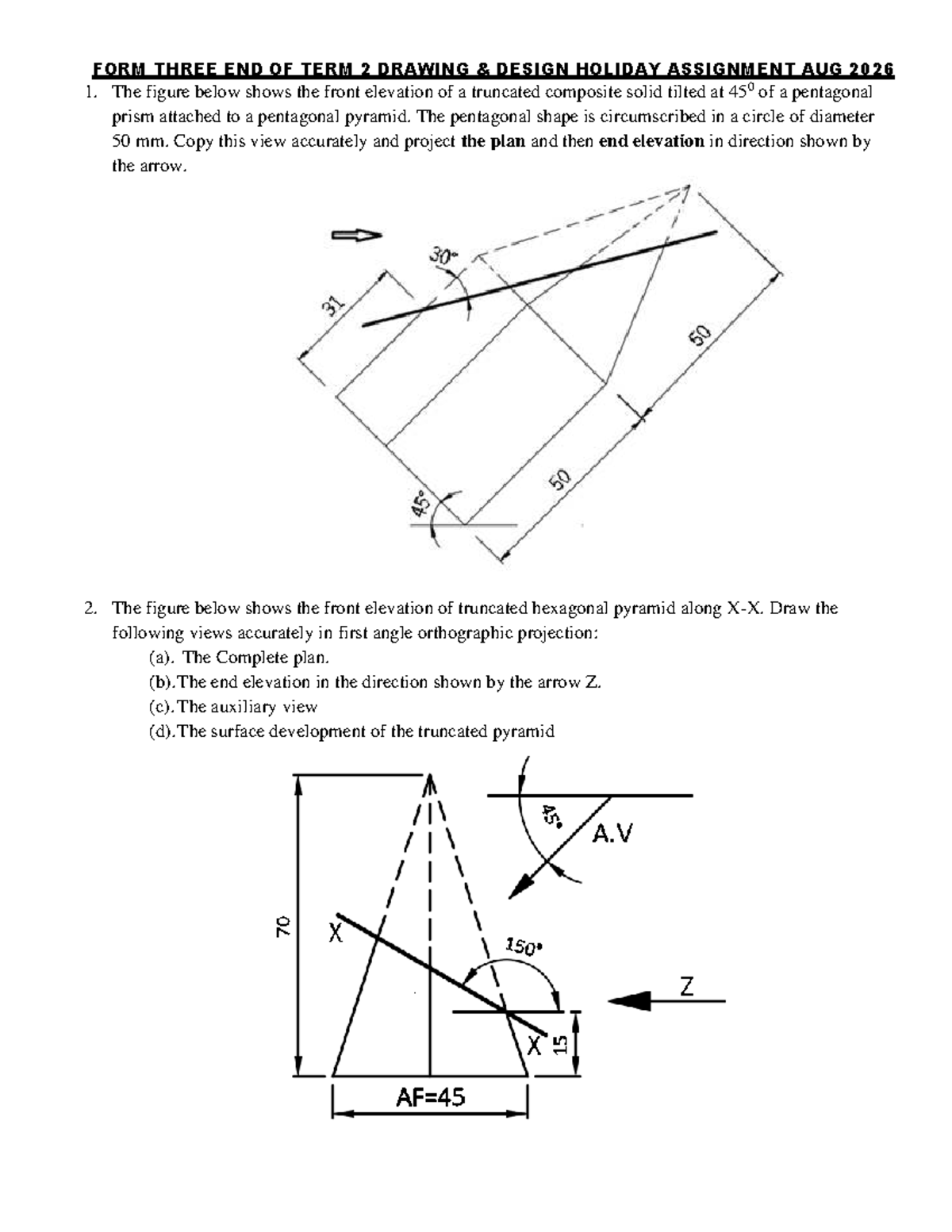 F3 Drawing Design End of Term 2 Holiday Assignment 2026 - Studocu
