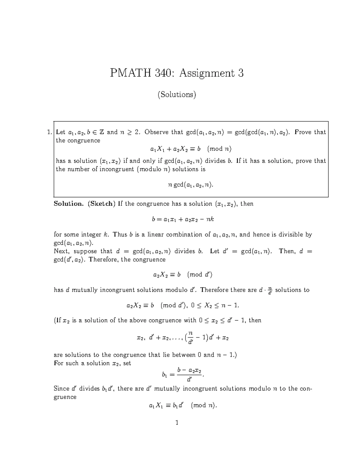 Pmath 340 W25 Elementary number theory course notes - Studocu