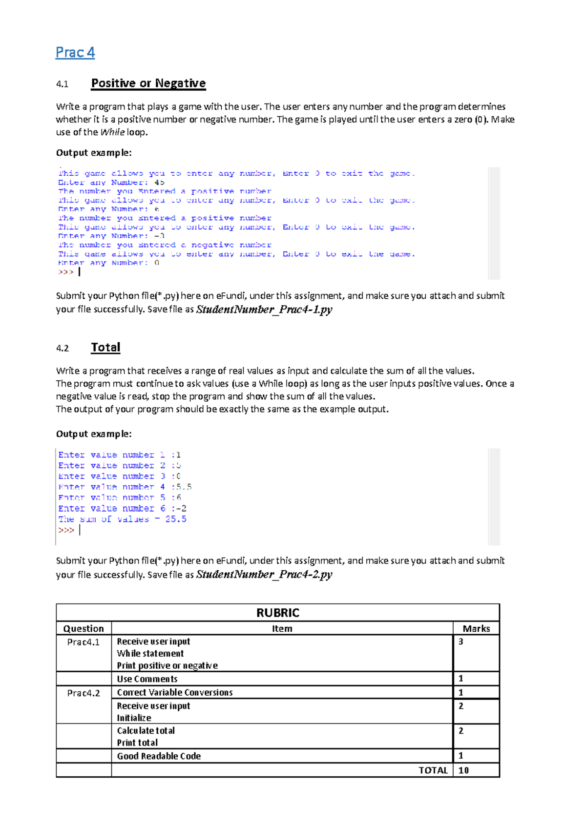 Prak4 SU4 instructions - Prac 4 4 Positive or Negative Write a program ...