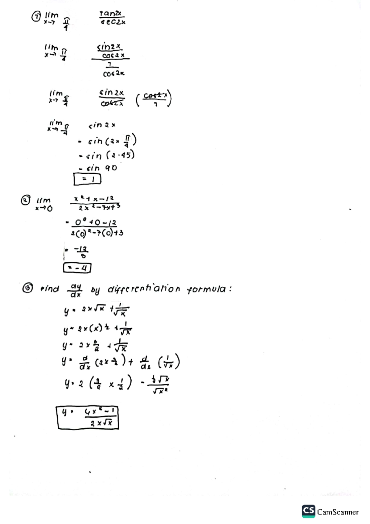 Calculus 1 Limits Quiz Solutions and Formulas - Studocu