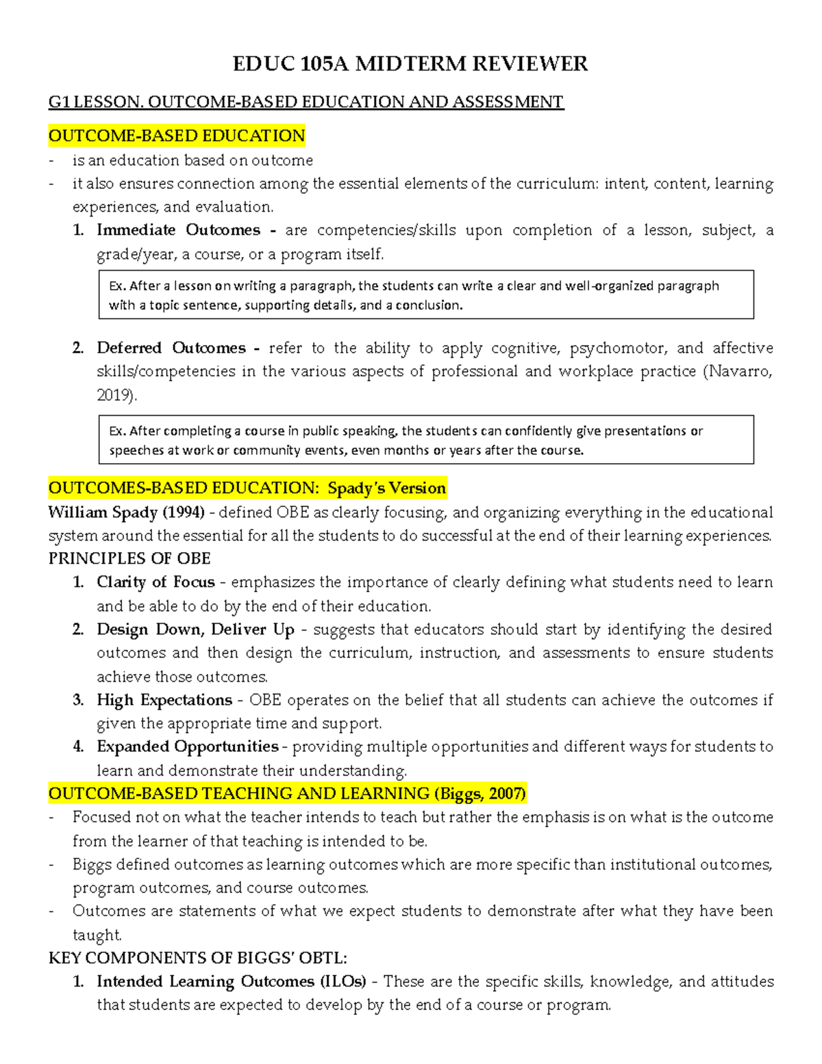 EDUC 105A Midterm Reviewer - EDUC 105A MIDTERM REVIEWER G1 LESSON ...
