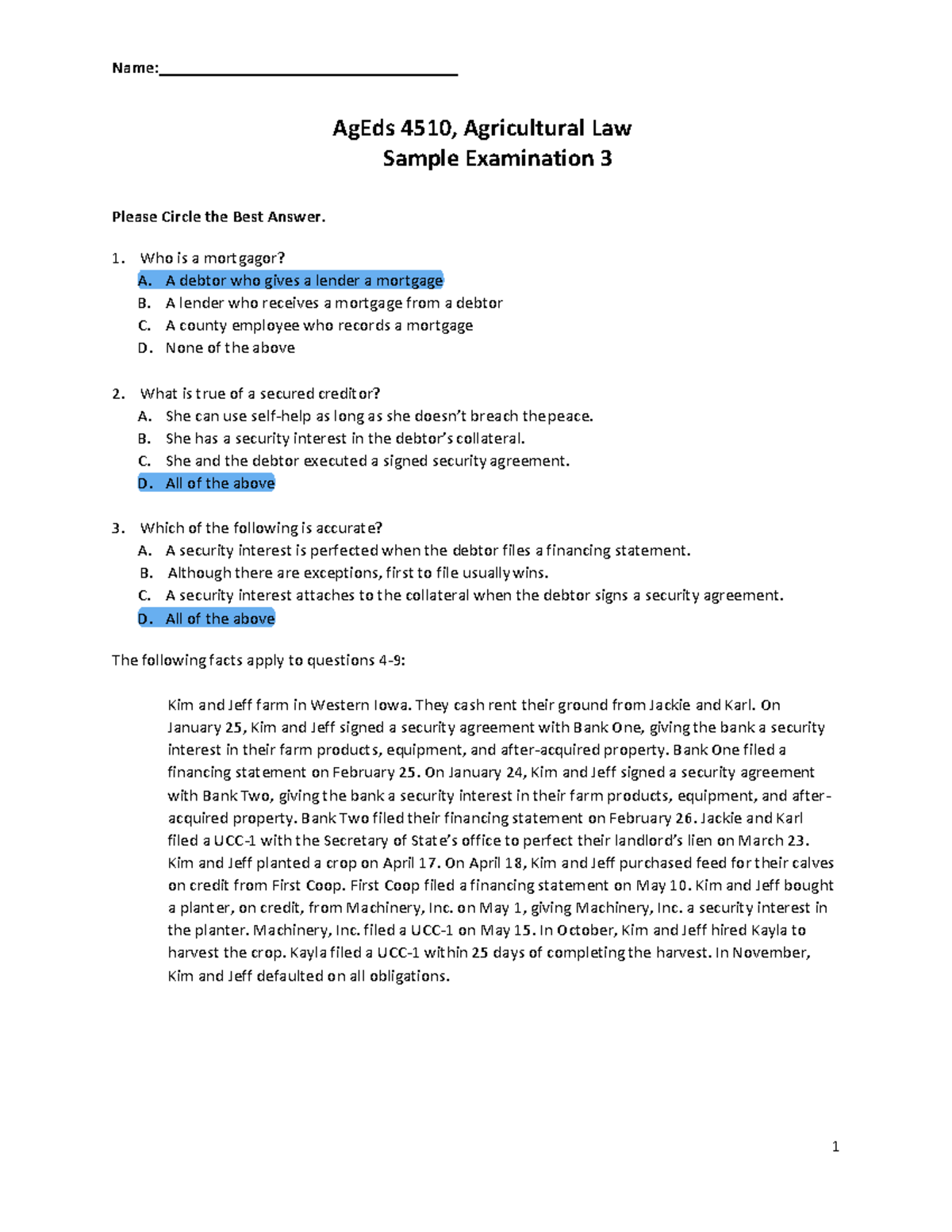 AgEds 4510 Agricultural Law Sample Exam 3: Key Concepts & Questions ...