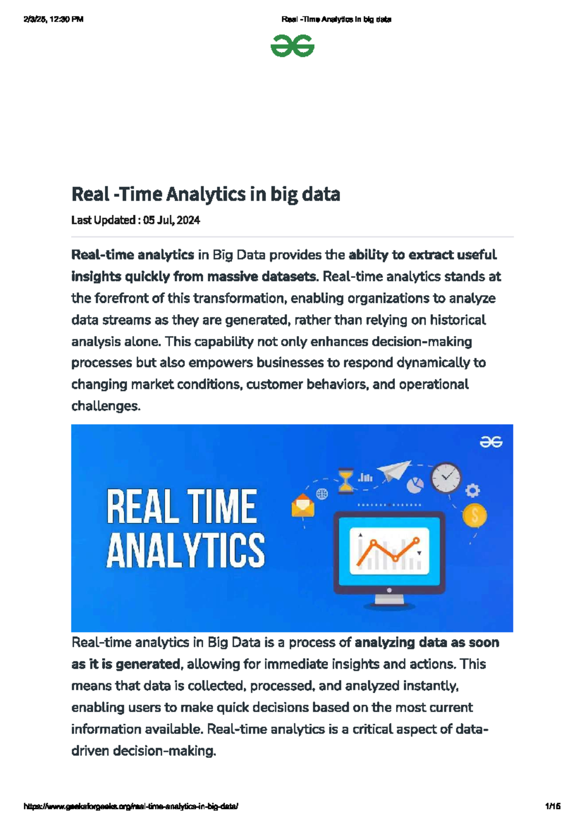 RTAP - Insights on Real-Time Analytics in Big Data Solutions - Studocu
