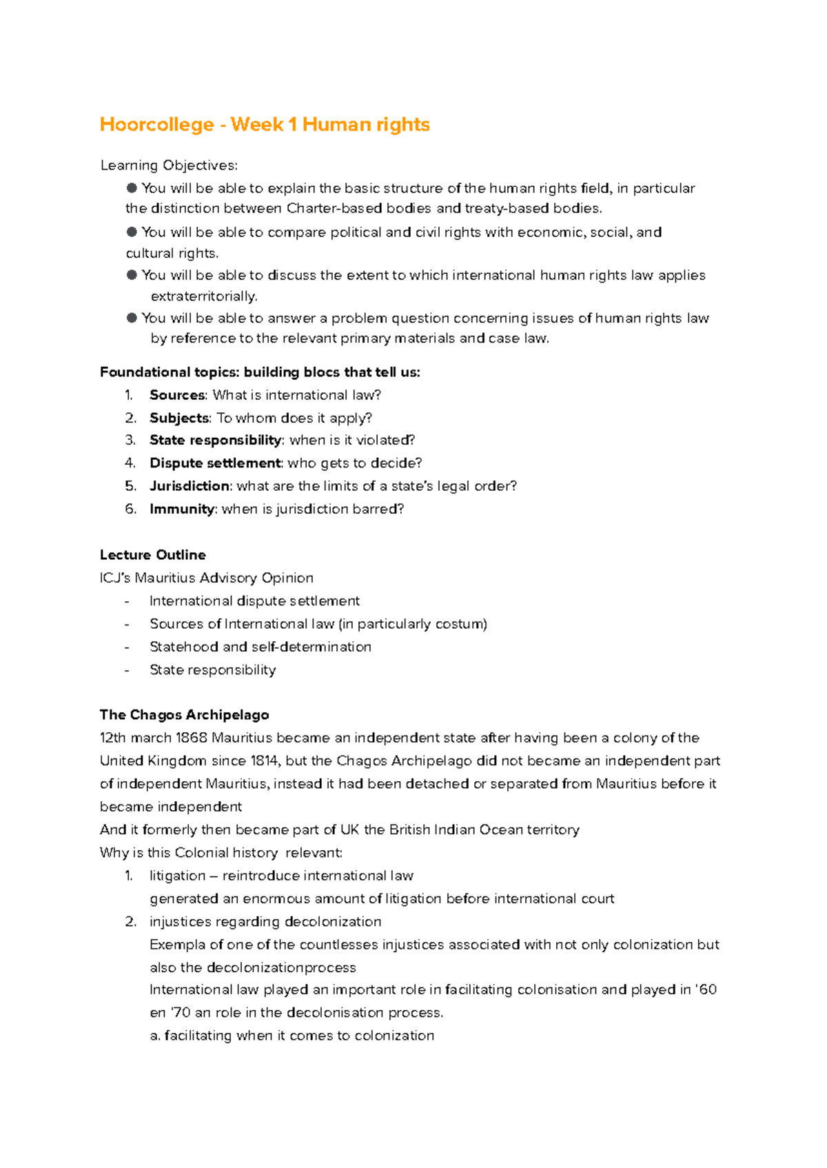 Public International Law HC + WG: Week 1 Lecture on Human Rights ...