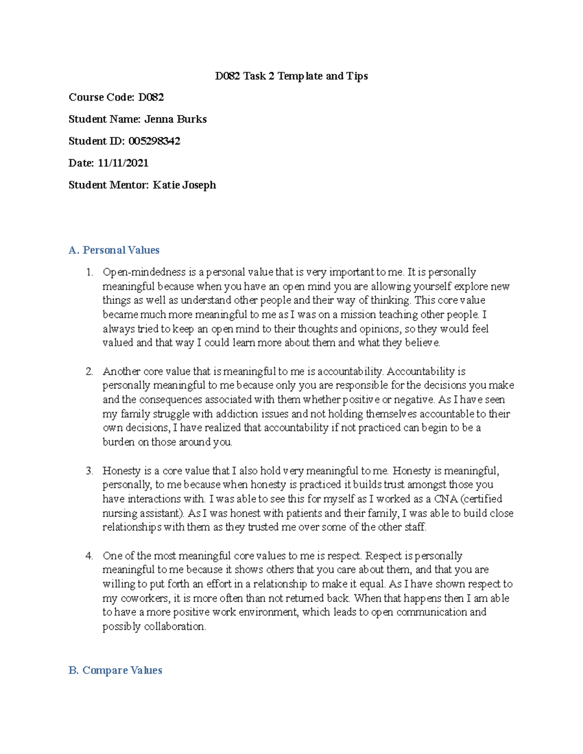 D082 Task 2 Emotional and Cultural Intelligence - D082 Task 2 Template ...