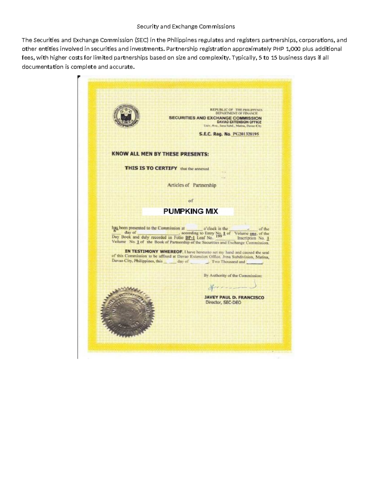 Legal Revision Notes for SEC, BIR, SSS, and Local Permits - Studocu