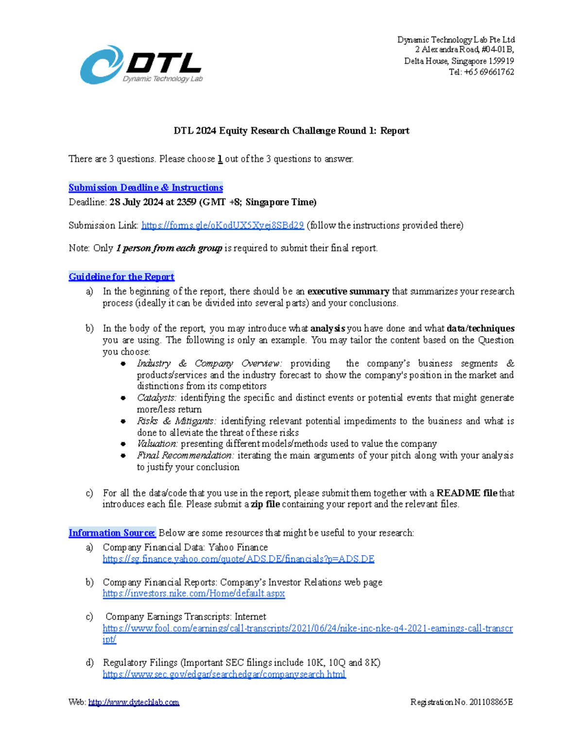 DTL 2024 Equity Research Challenge Round 1: Comprehensive Report ...