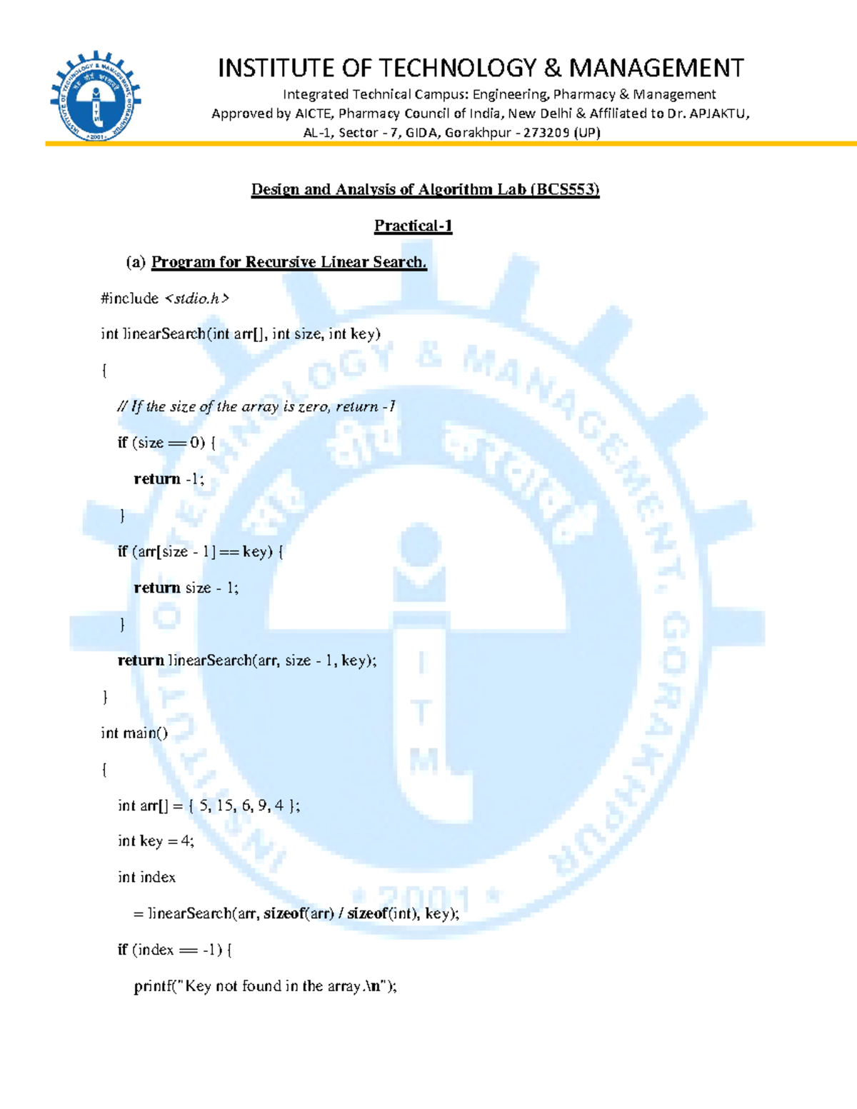 DAA Lab Programs: Recursive, Binary, Heap, Merge, Selection, Quick Sort ...