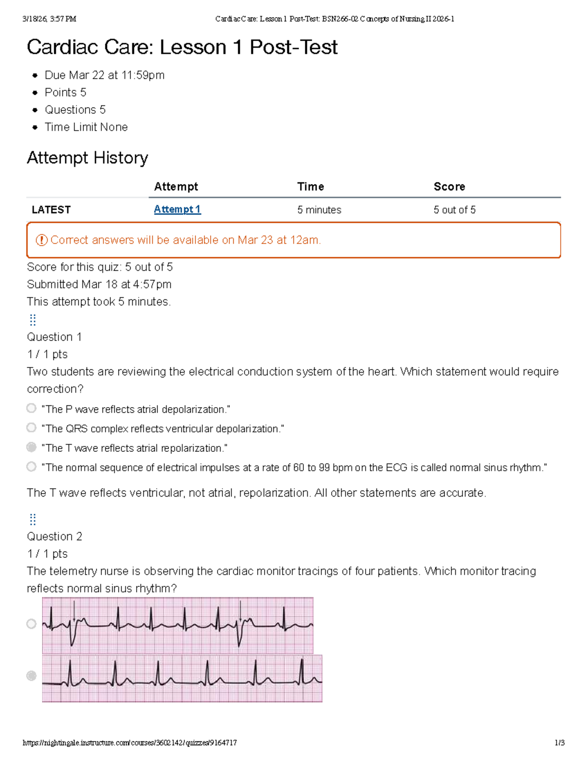 Cardiac Care: Lesson 1 Post-Test for Nursing II (3:57 PM) - Studocu