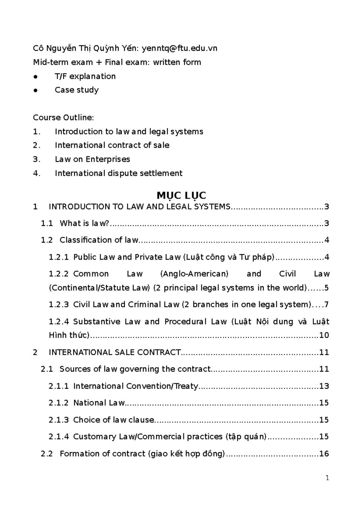 Midterm & Final Exam Notes - Law 101: Legal Systems & Contracts - Studocu