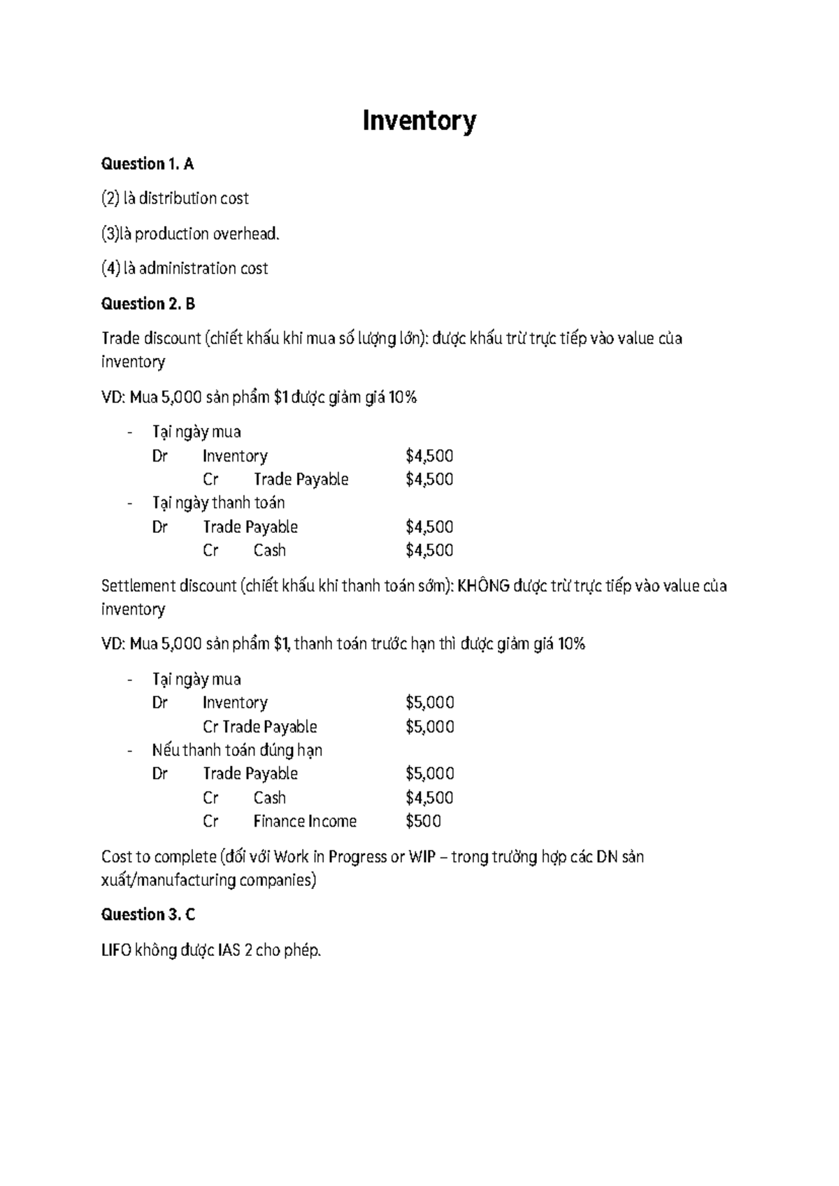 Đáp án IFRS 2 - Inventory and Lease Liabilities Analysis - Studocu