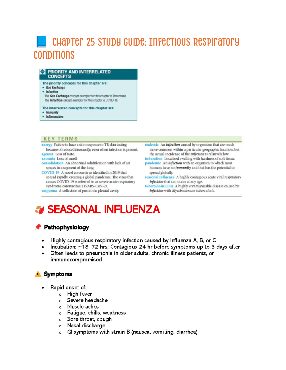 Chapter 25 Study Guide: Infectious Respiratory Conditions - Studocu
