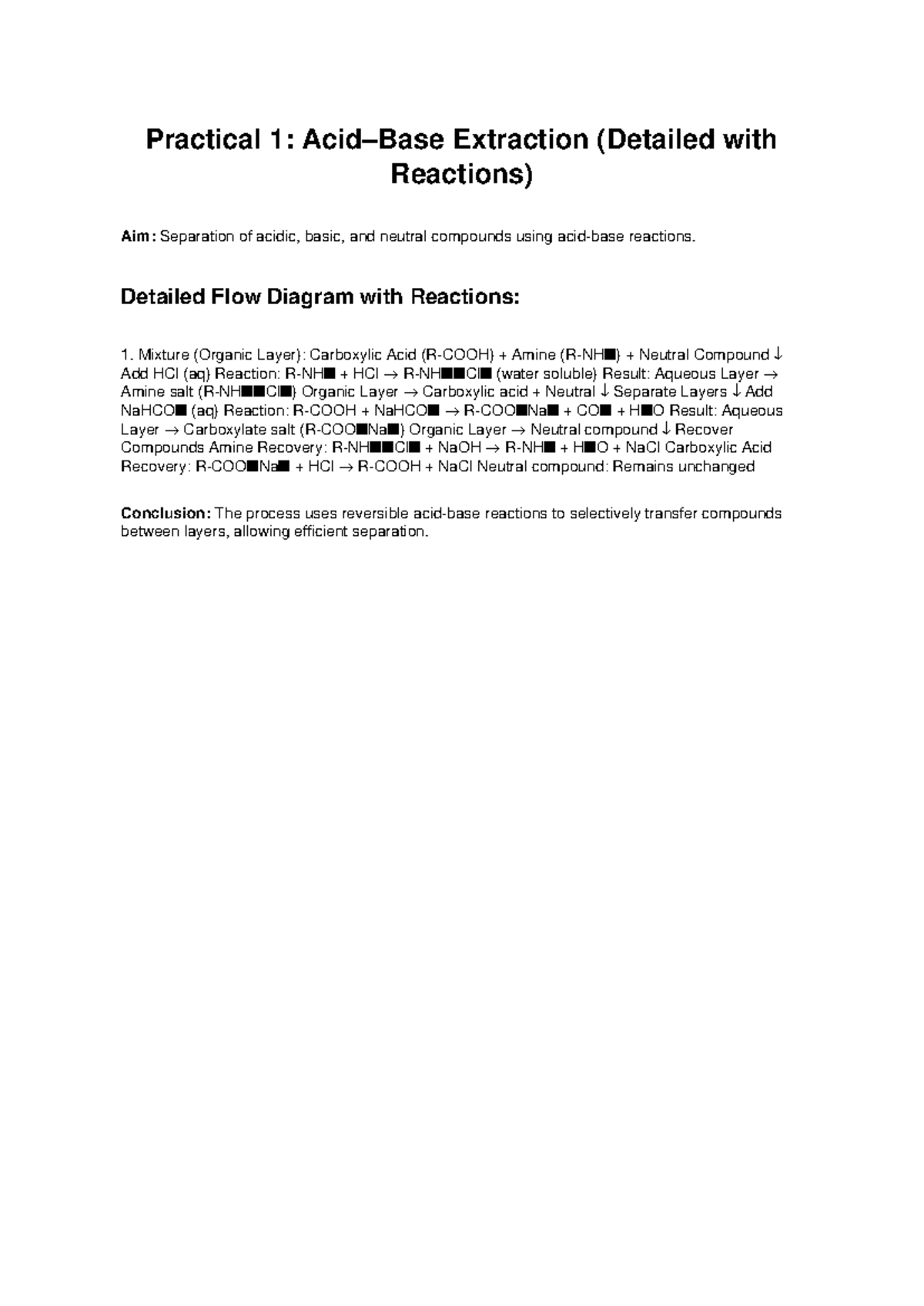 Acid Base Extraction Detailed - Practical 1: Acid–Base Extraction ...