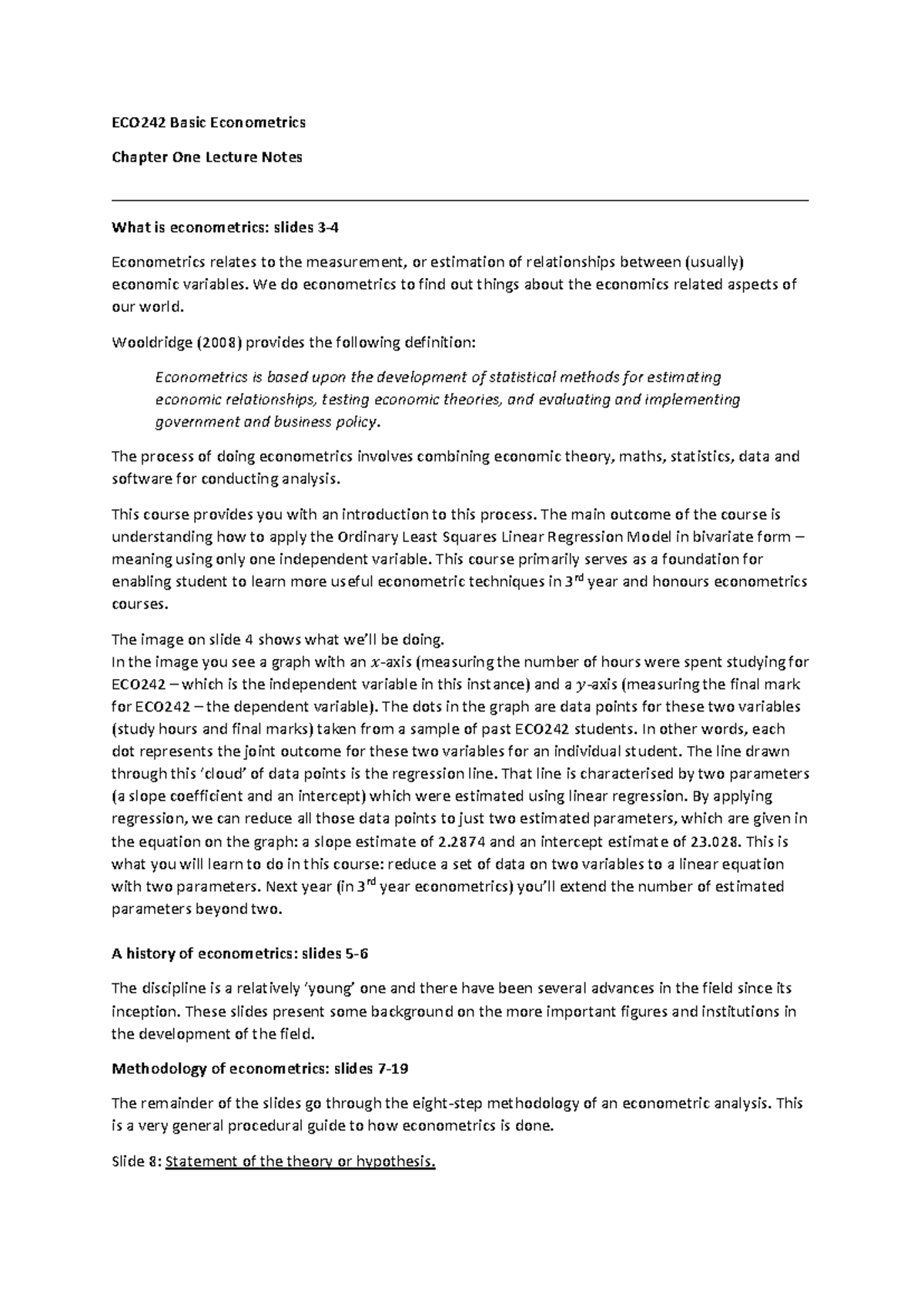 ECO242 Basic Econometrics Chapter 1 Lecture Notes: Introduction to ...