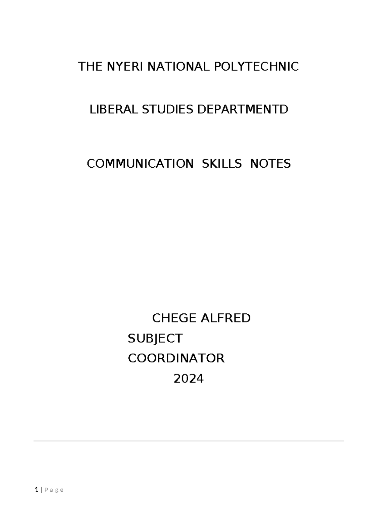 Communication Skills Notes 2024-1: Key Concepts and Principles - Studocu