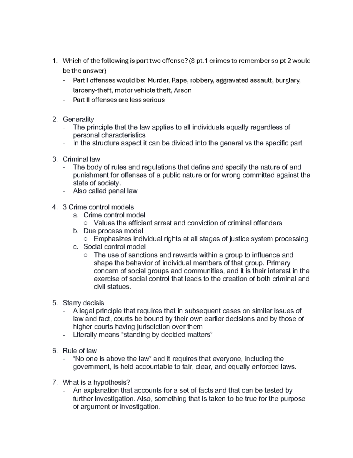 Criminology Study Guide: Key Concepts & Theories for Exam 1 (CRIM 101 ...