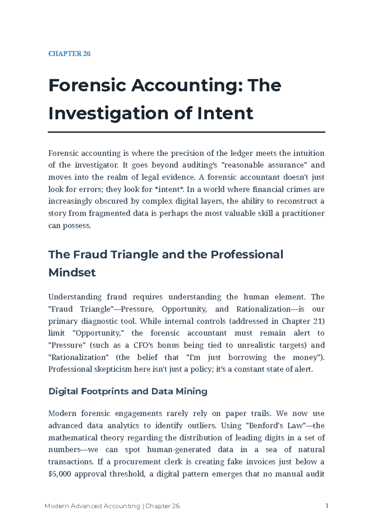 CH26: Forensic Accounting - Investigating Financial Intent - Studocu