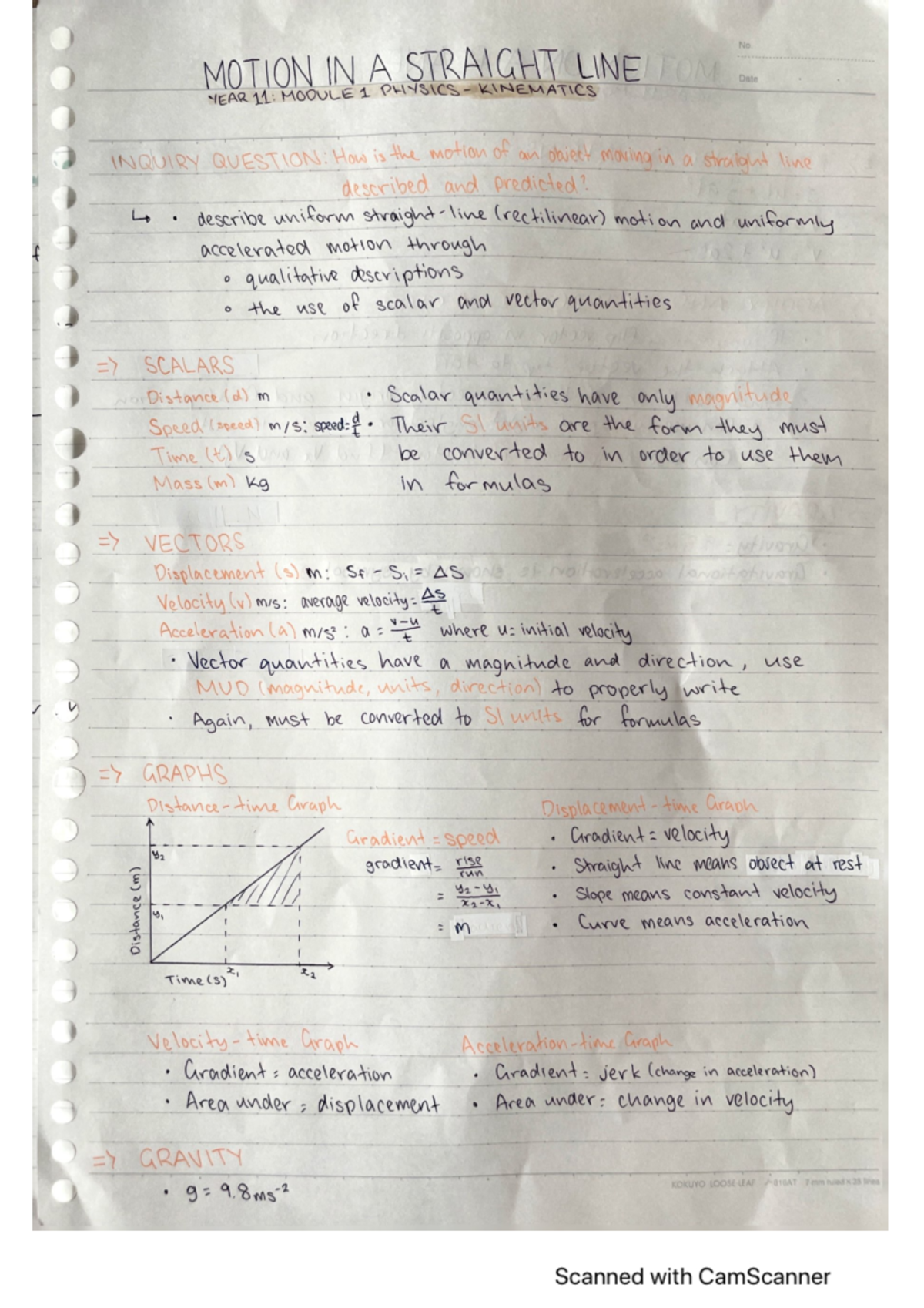 Mod 1 - Kinematics - phys - No MOTION IN A STRAIGHT LINE Date YEAR ...