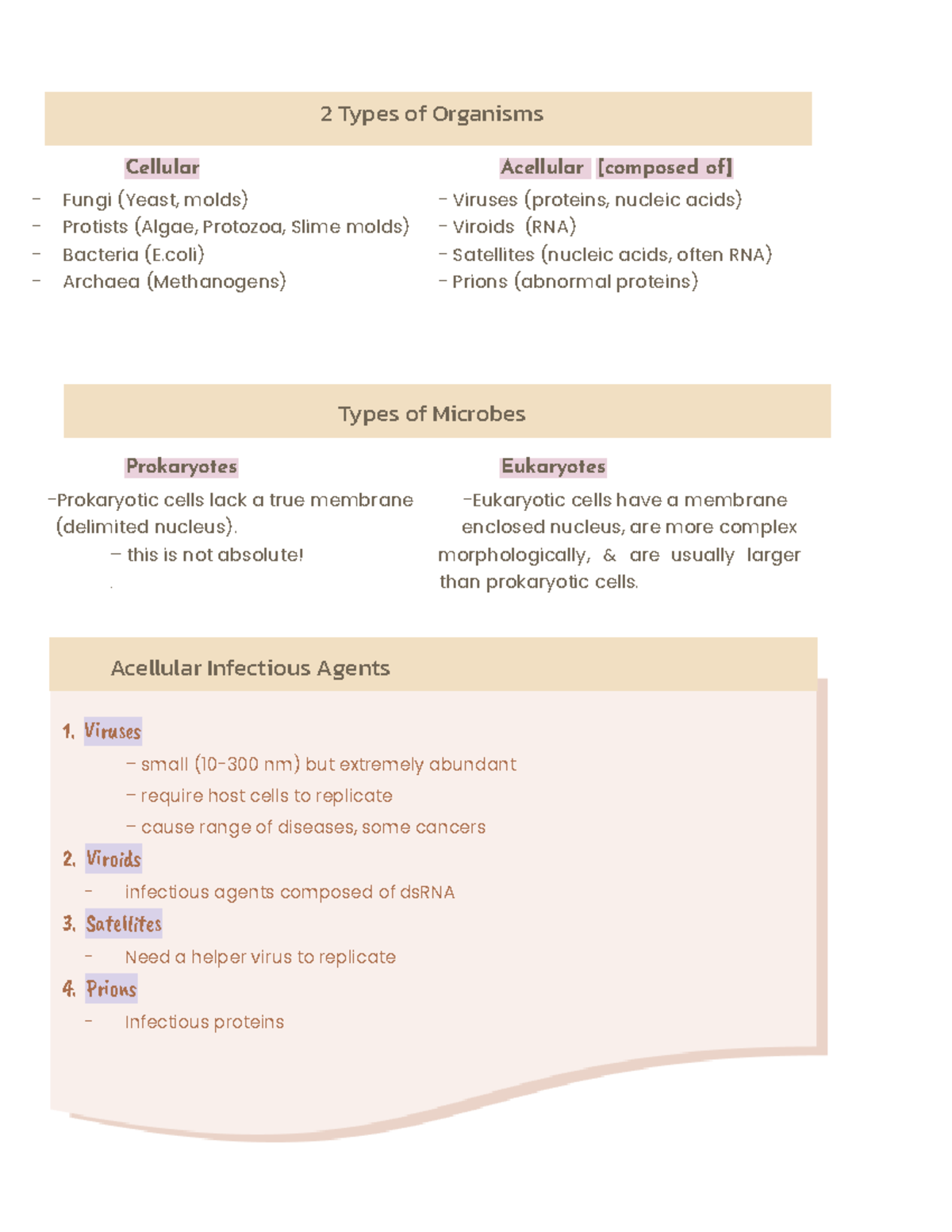 Microbiology Class Notes: Types of Organisms & Microbes Overview - Studocu
