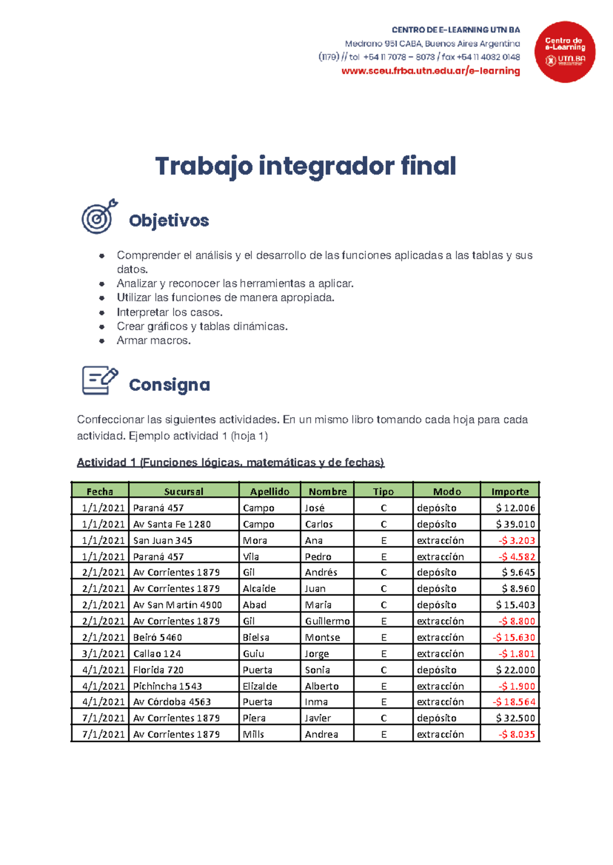 Trabajo Final Integrador - Excel Intermedio: Funciones y Análisis - Document Preview