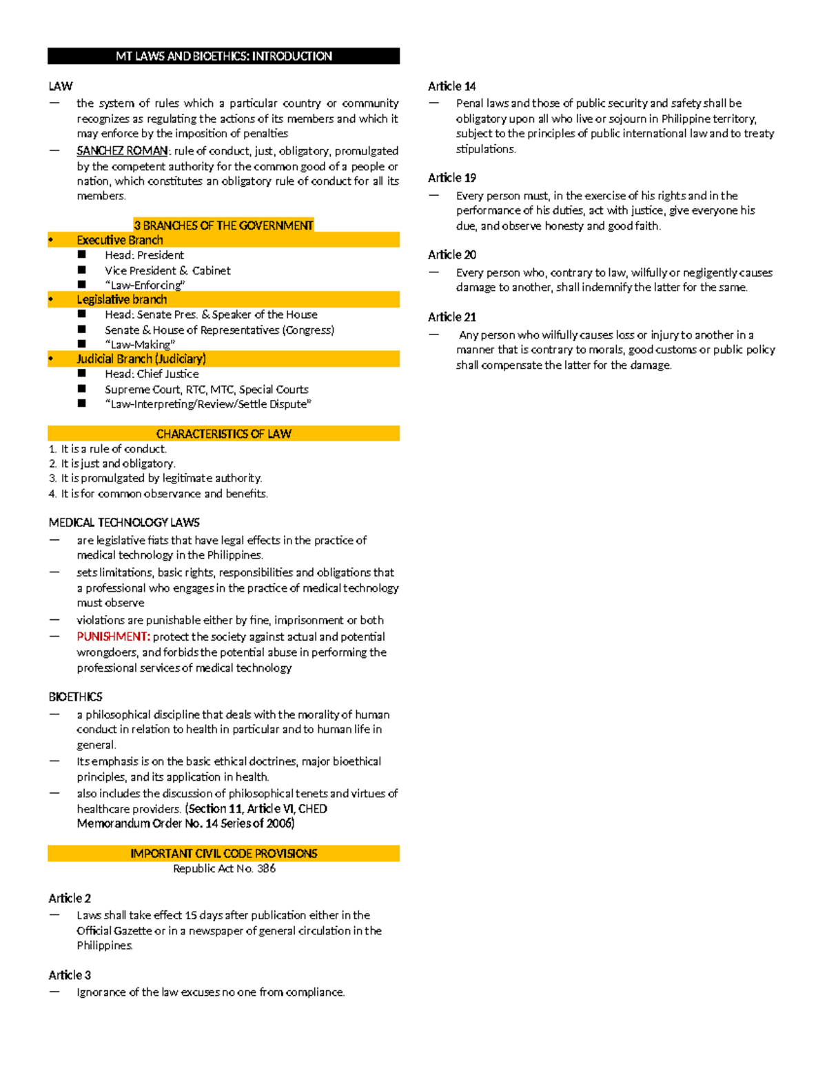 MT Laws Chapter 1: Introduction to Medical Technology Laws and ...