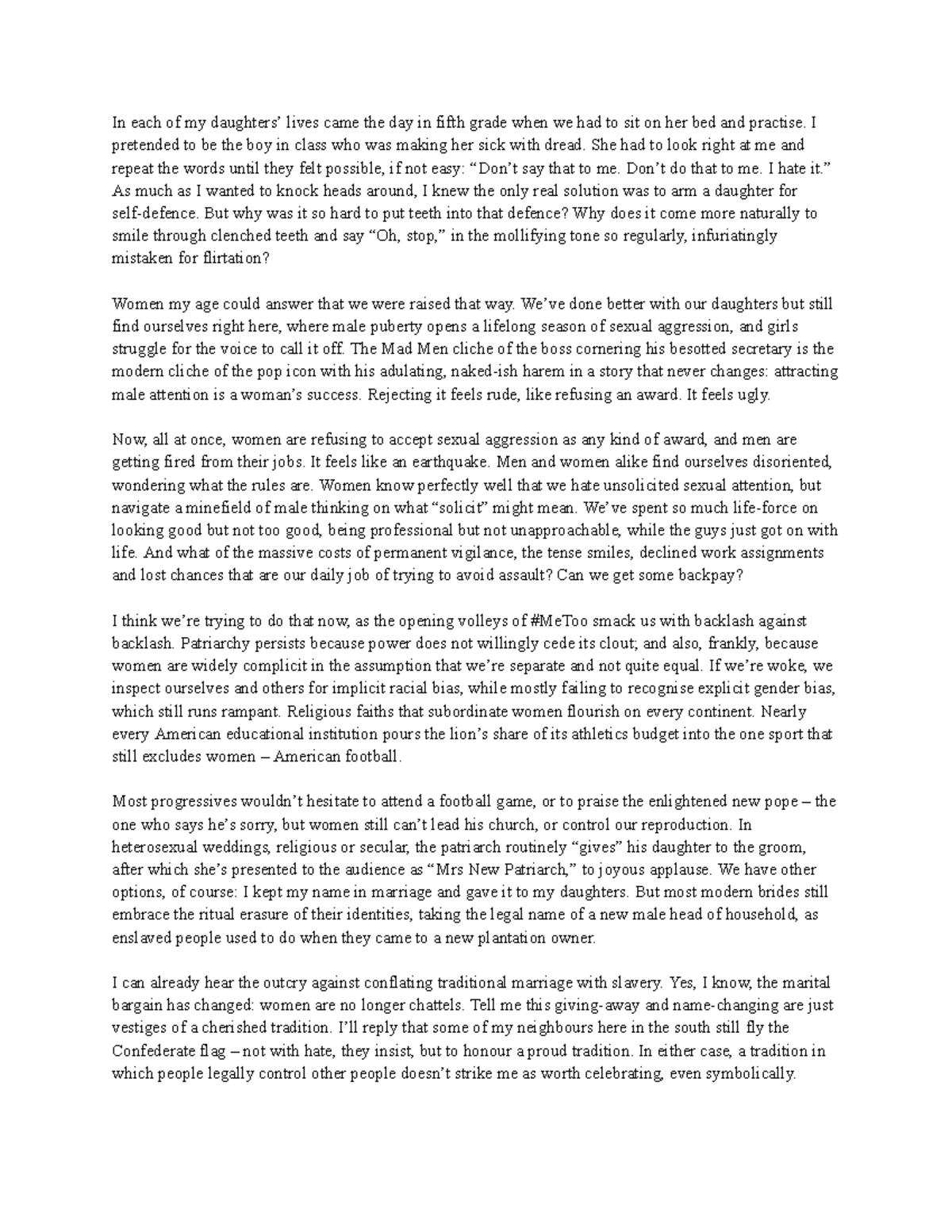 Exploring Feminine Autonomy: A Response to Sexual Aggression - Studocu
