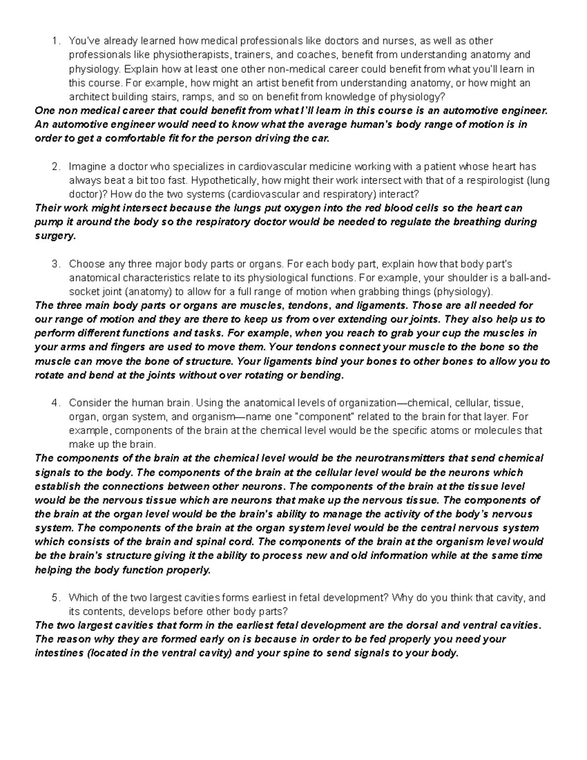BIO 101 Unit 1 Critical Thinking Questions and Analysis - Studocu