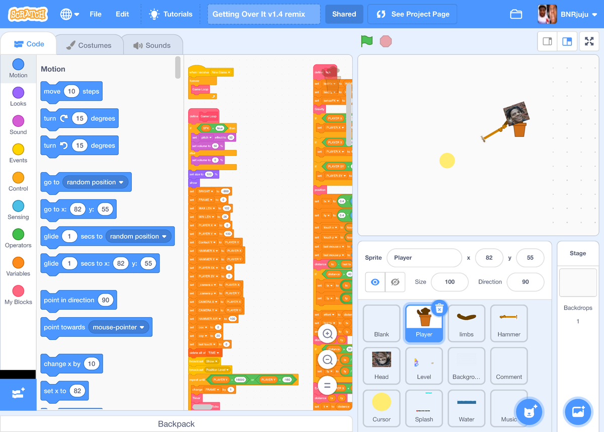 Getting Over It v1.4 Remix Scratch Project Notes and Code - Studocu