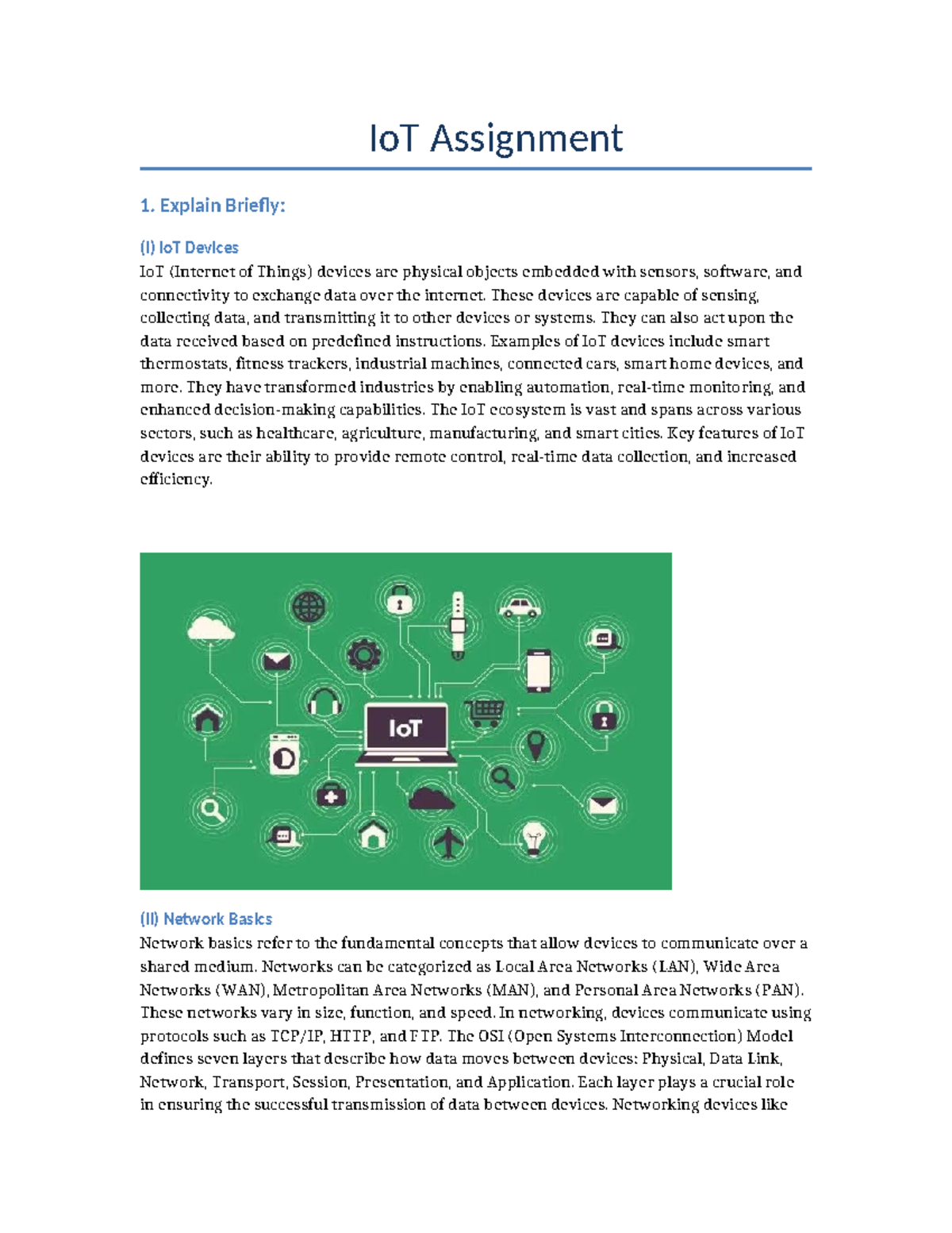IoT Assignment 1: Overview of IoT Devices & Networking Protocols - Studocu