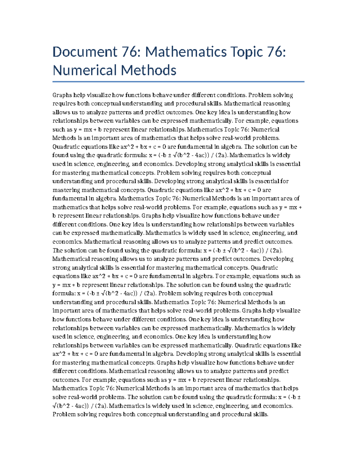 Mathematics 076: Numerical Methods - Key Concepts and Problem Solving ...