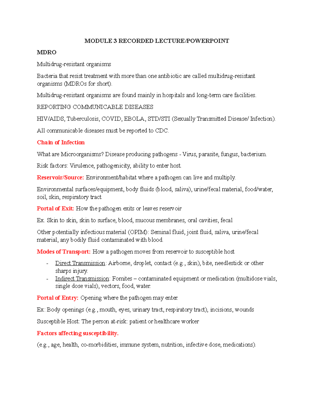 215 Exam 2 Infection Notes for Fundamentals - Studocu