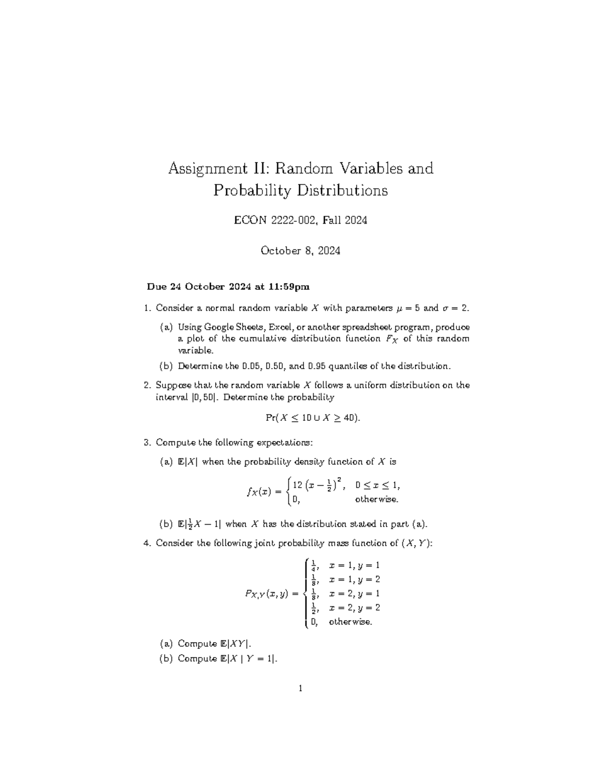 Assignment 2 - op notes - Assignment II: Random Variables and ...