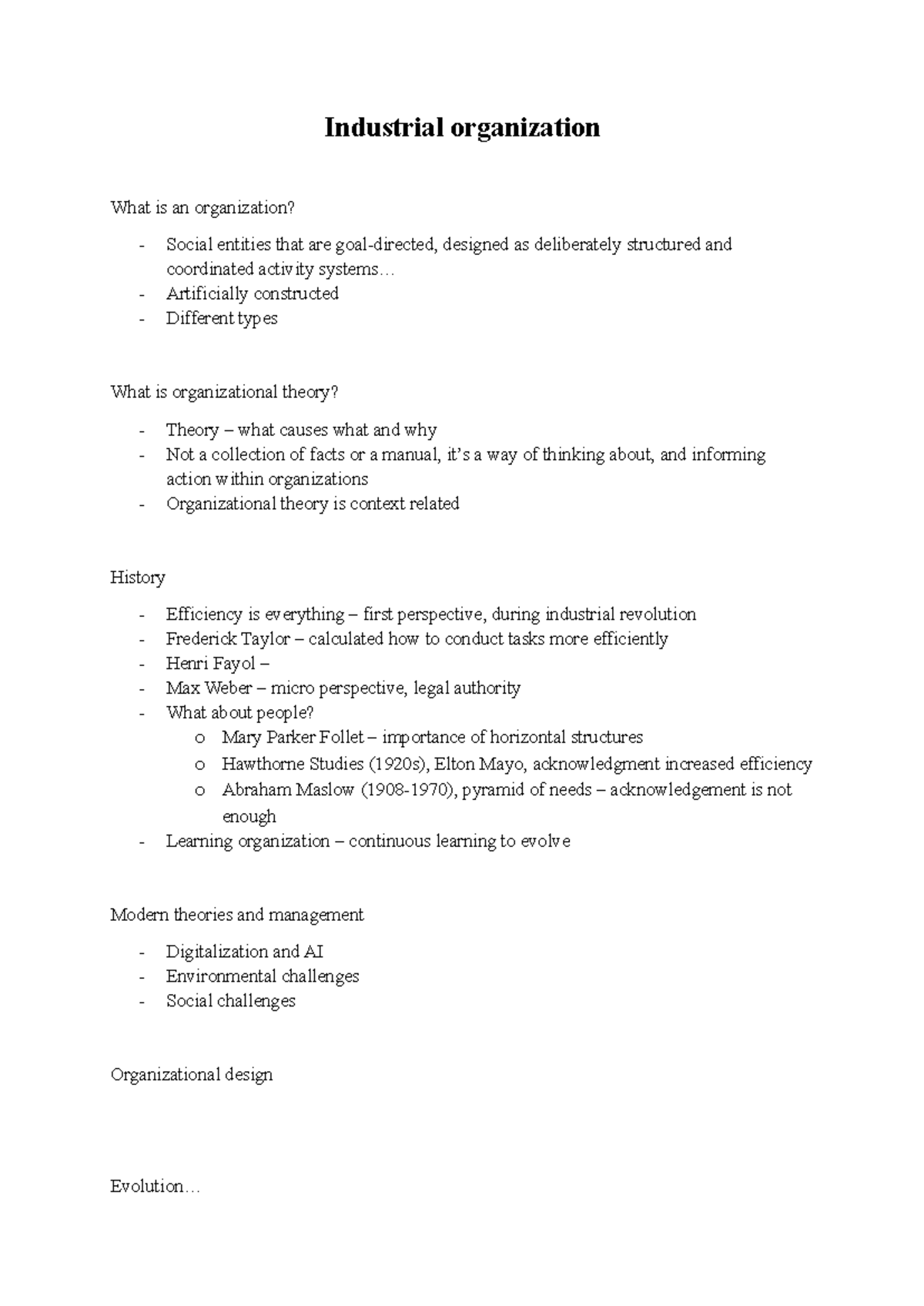 Industrial Organization Lectures E0009N: Understanding Structures and ...