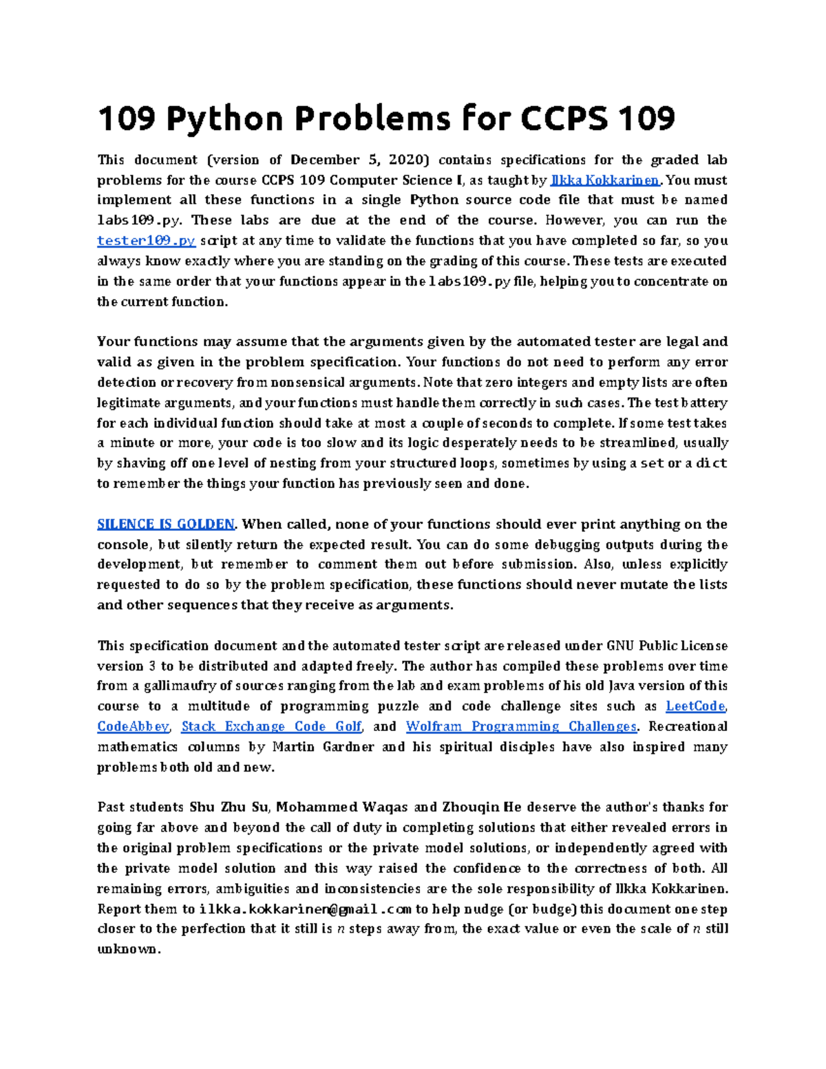 109 Python Lab Problems for CCPS 109 - Coding Assignments Guide - Studocu