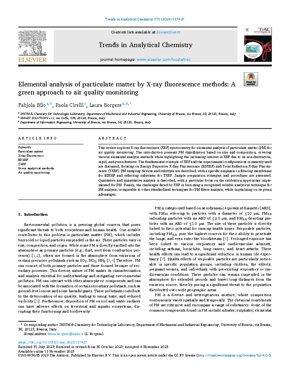 Elemental analysis of particulate matter by x-ray fluorescence methods ...