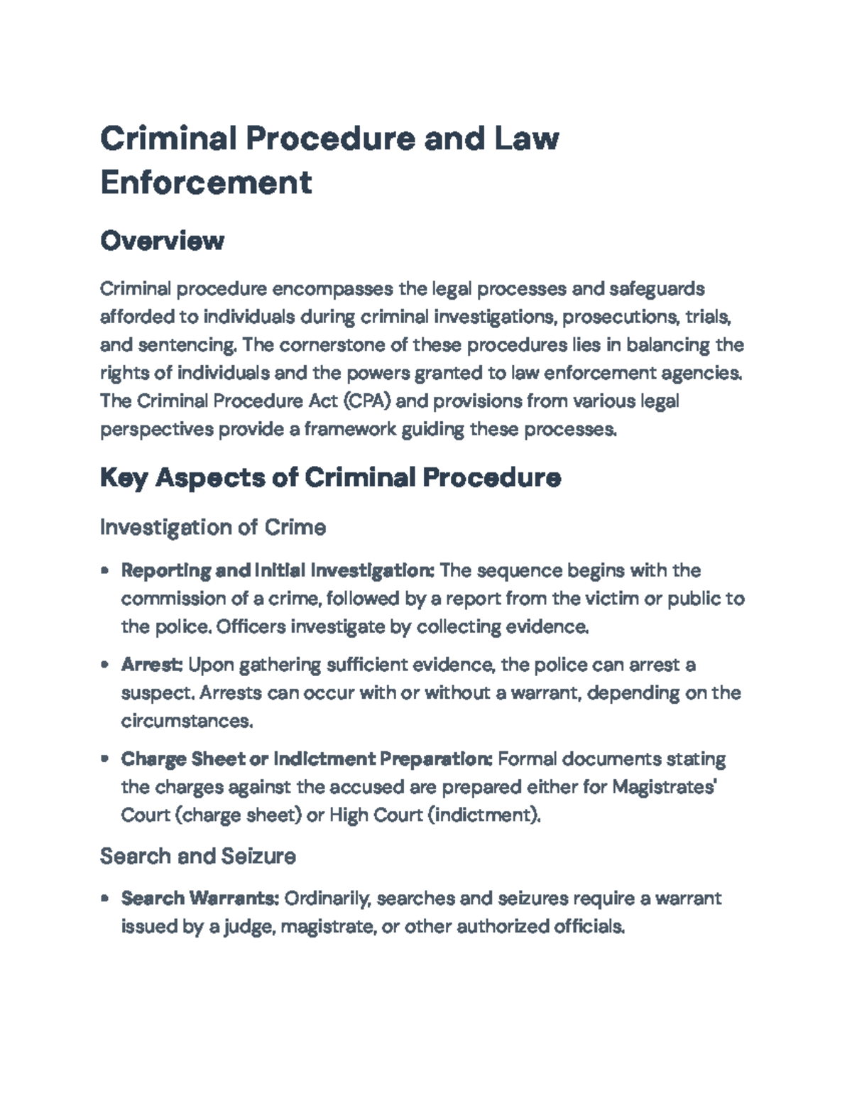 Criminal Procedure and Law Enforcement Overview (Law 101) - Criminal ...