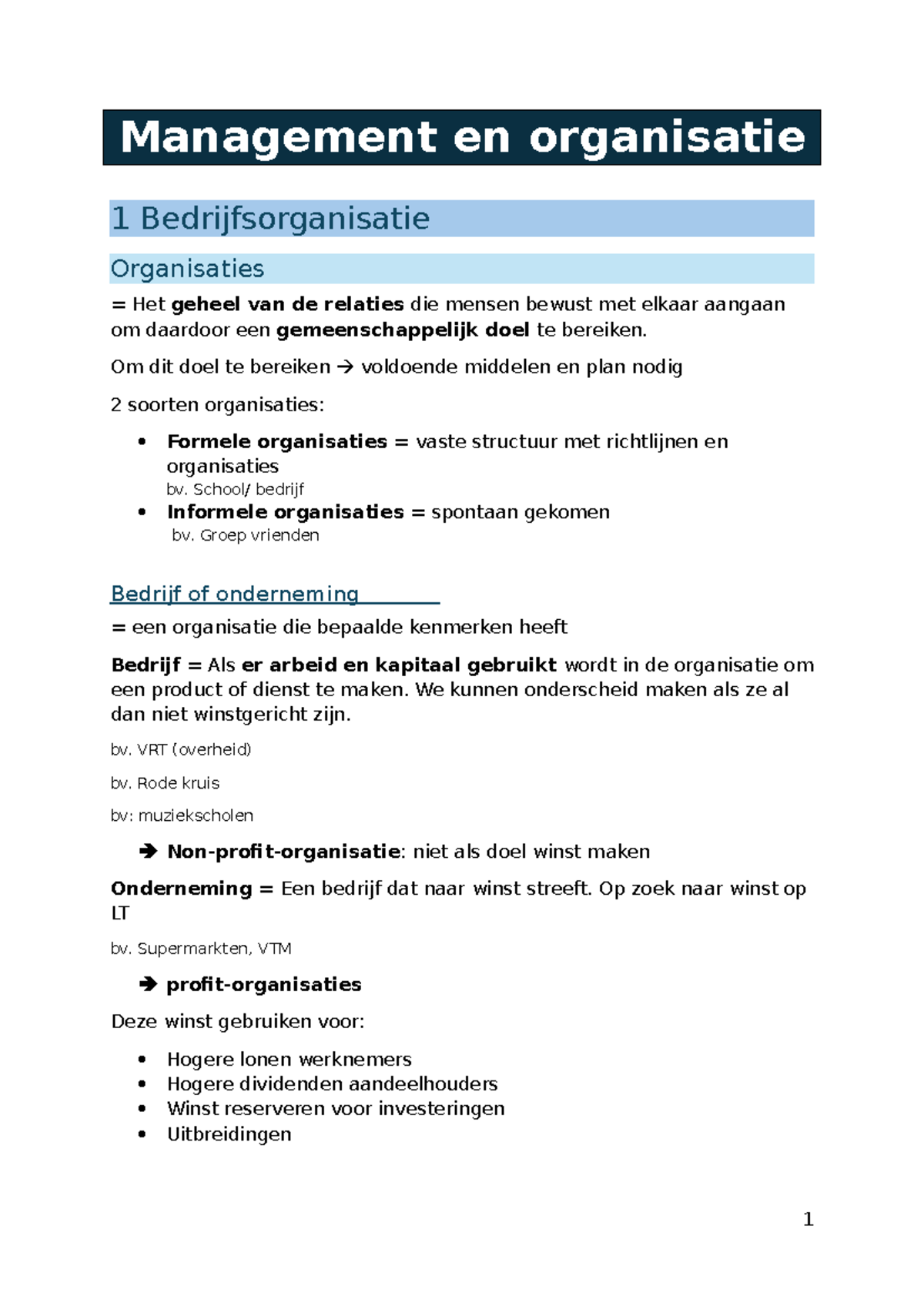 Kopie volledige svt management - Management en organisatie 1 ...