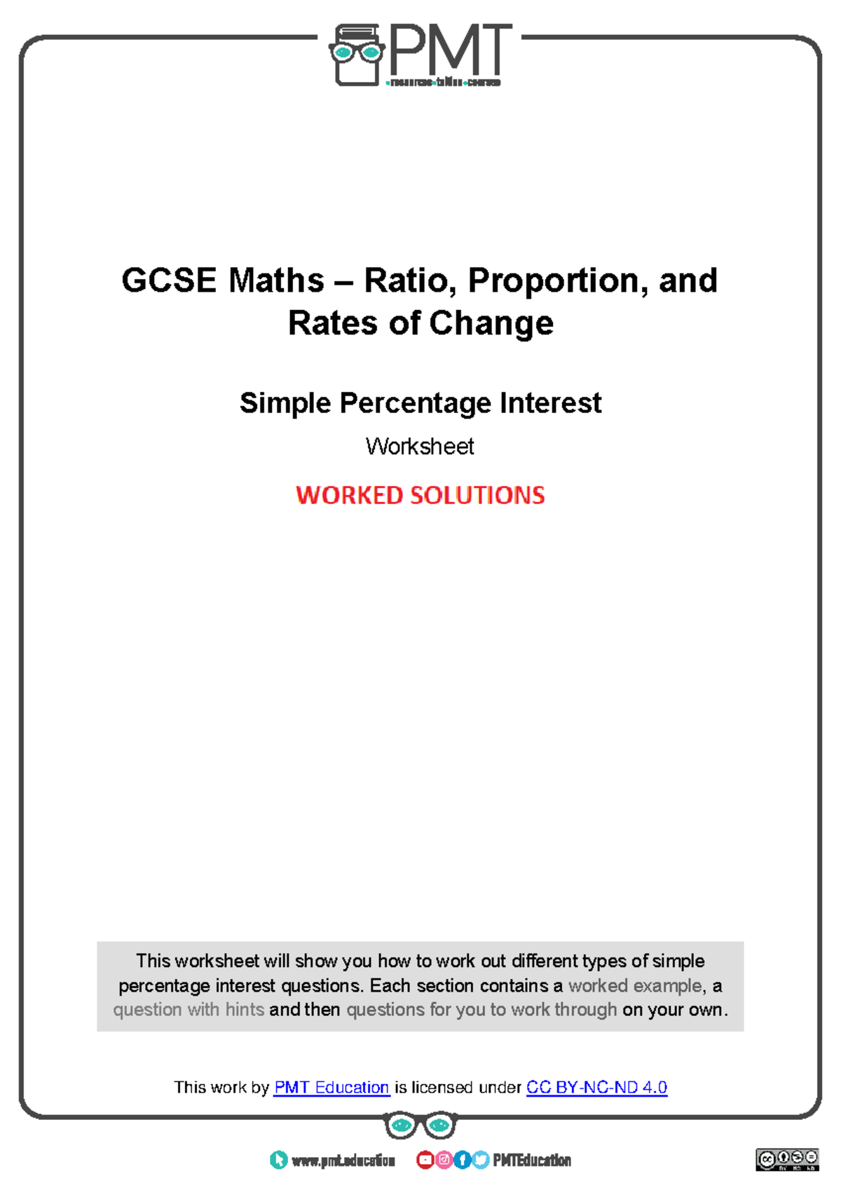 GCSE Maths: Simple Interest Worksheet & Examples - Studocu
