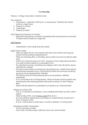 Law of Co-ownership: Tenancy in Common and Joint Tenancy - Property Law ...