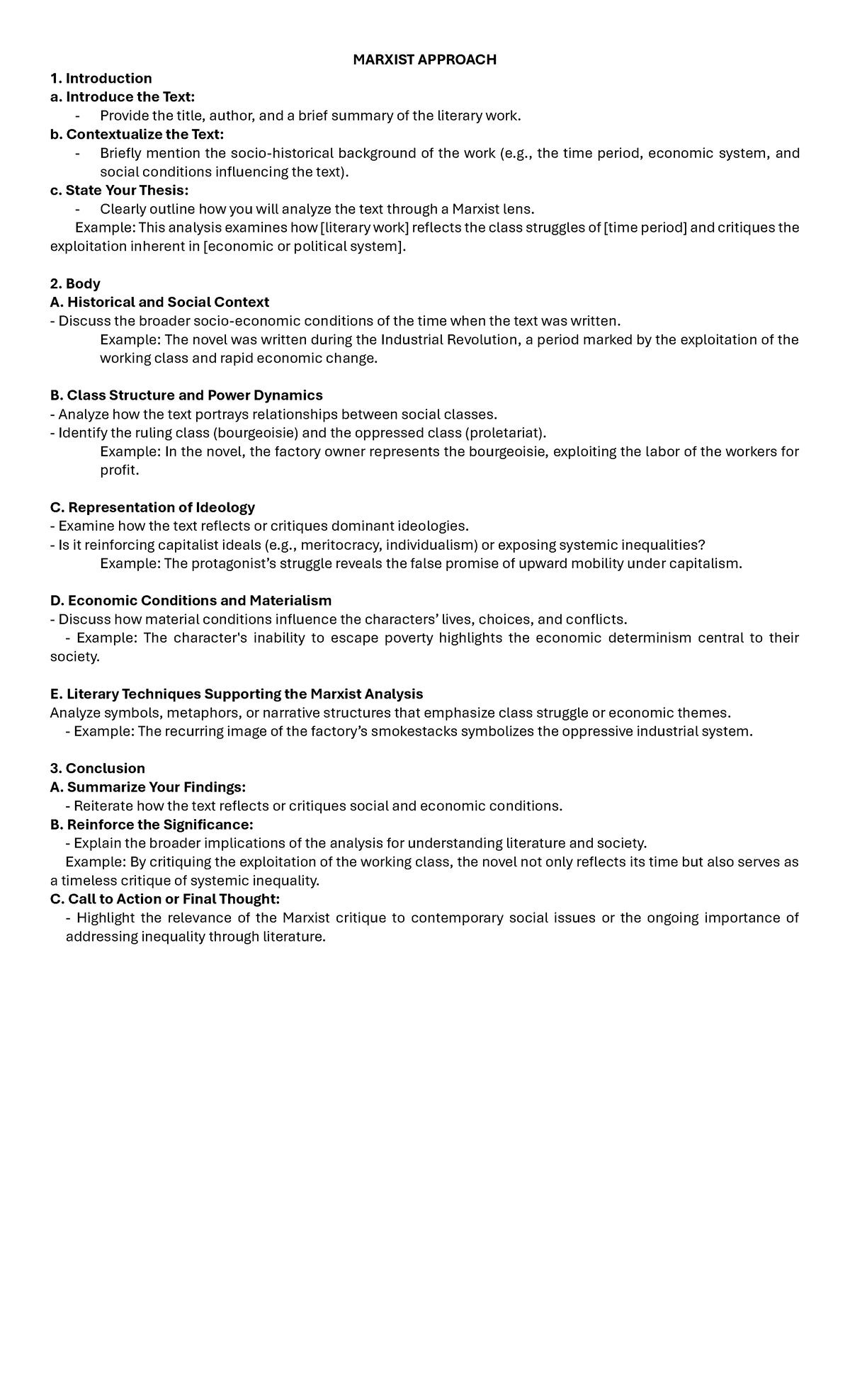 RW Literary Criticism Guide - MARXIST APPROACH 1. Introduction a ...