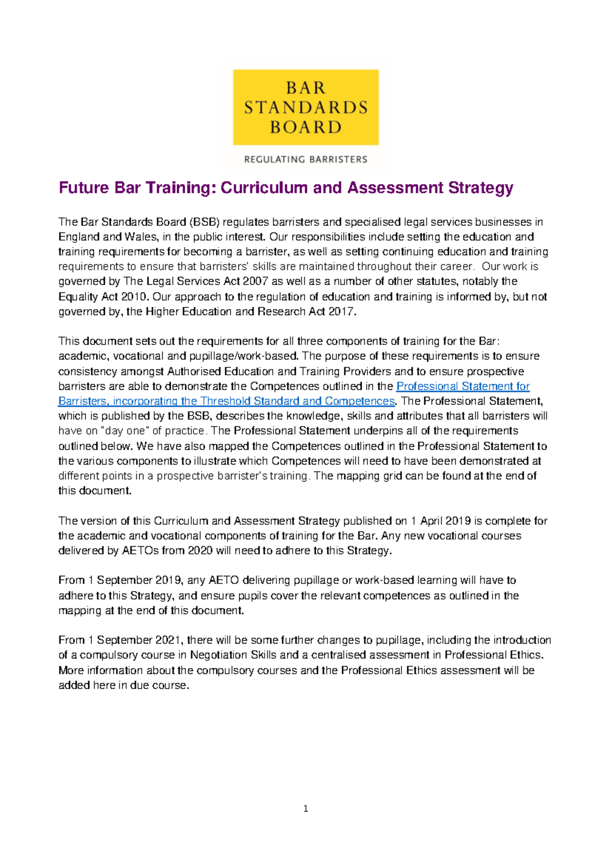 Future Bar Training: Curriculum & Assessment Strategy Overview - Studocu