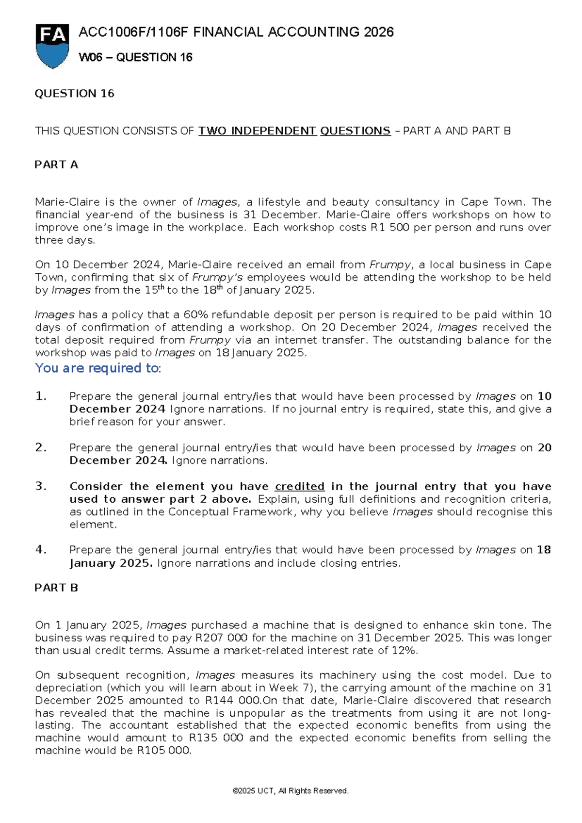 2026 FINANCIAL ACCOUNTING W06 QUESTION 16 STUDY GUIDE - Studocu
