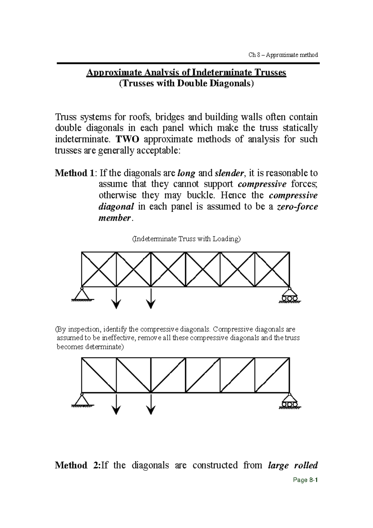 Ch8-Approximation Methods for Indeterminate Trusses Analysis - Studocu